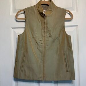 DF-XM Costume Vest Size AS Tan Mock Neck Full Zip Lightweight Layering Pockets